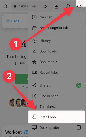 User adds the webpage to homescreen on Android