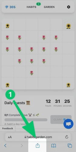 User clicks on the share icon