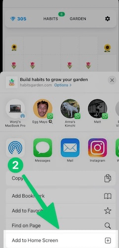 User adds the webpage to homescreen on iOS