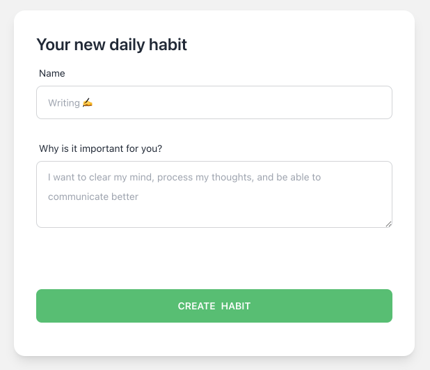 User creates a new habit