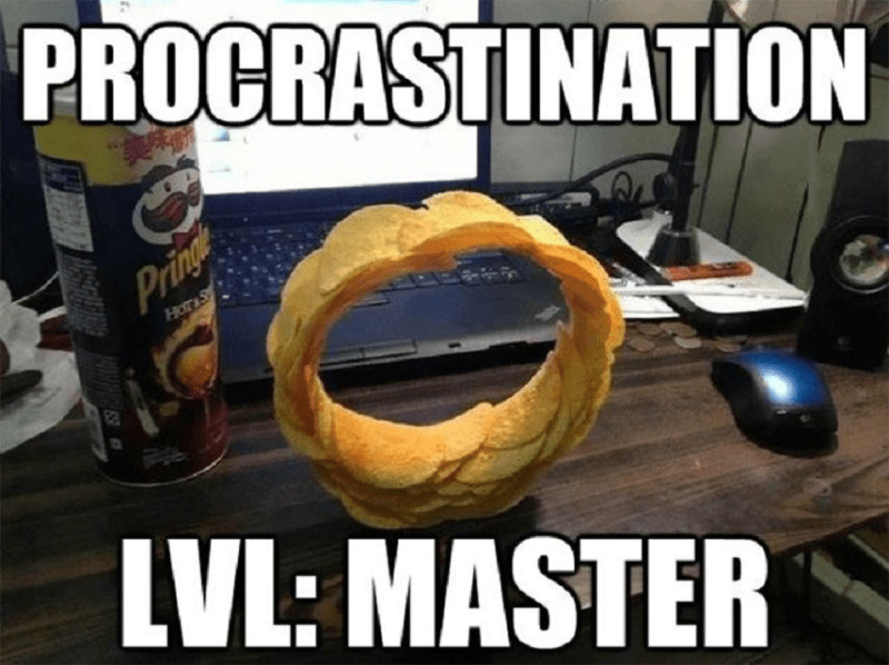A meme about procrastination and creativity